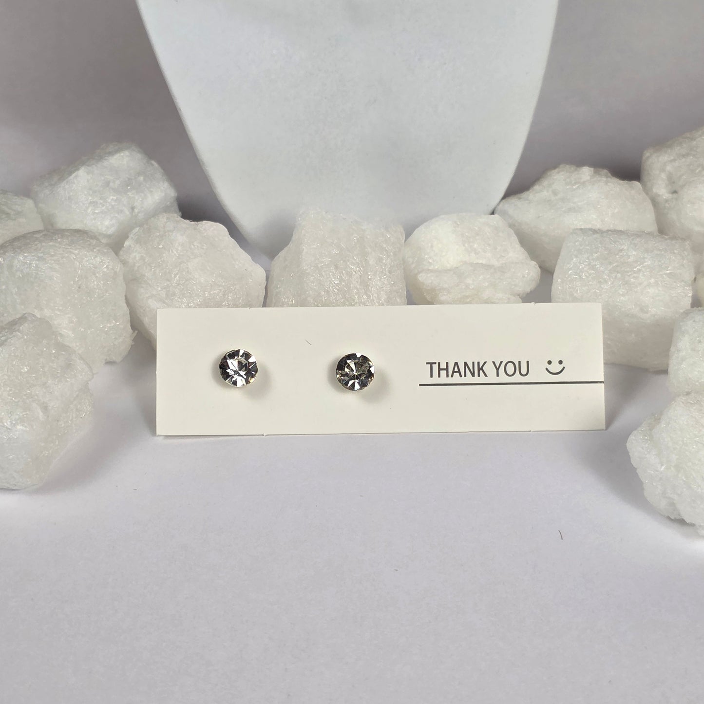 Clear Crystal Round Stud Earrings
