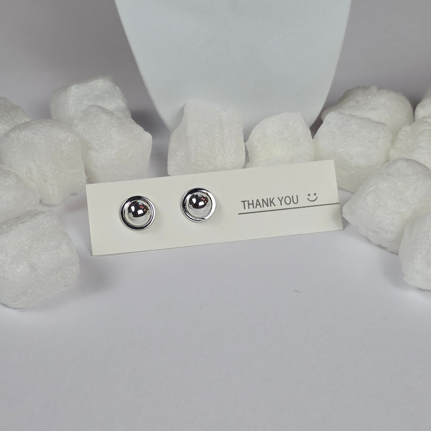 Silver Dome Stud Earrings