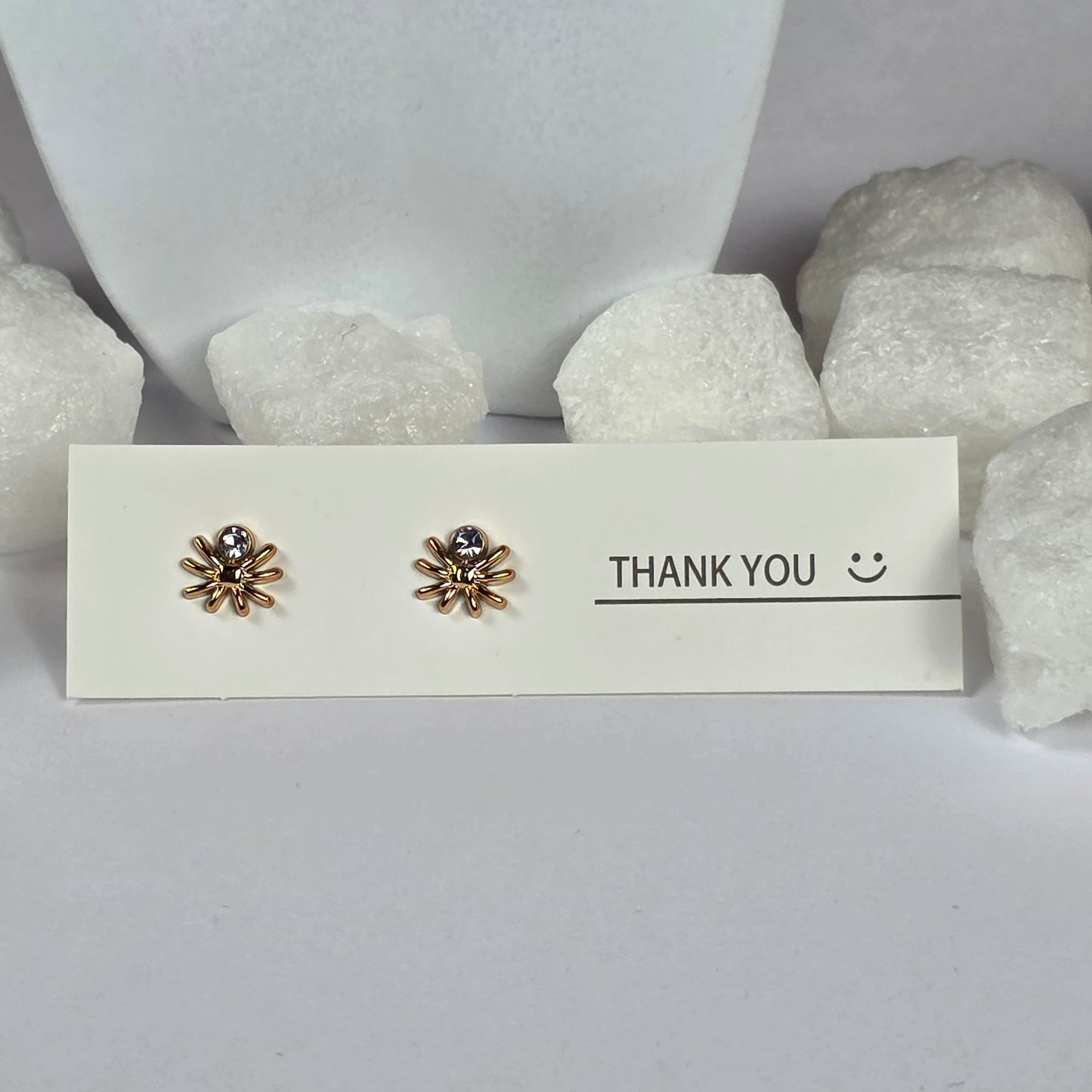 Gold Spider Clear Crystal Stud Earrings A18
