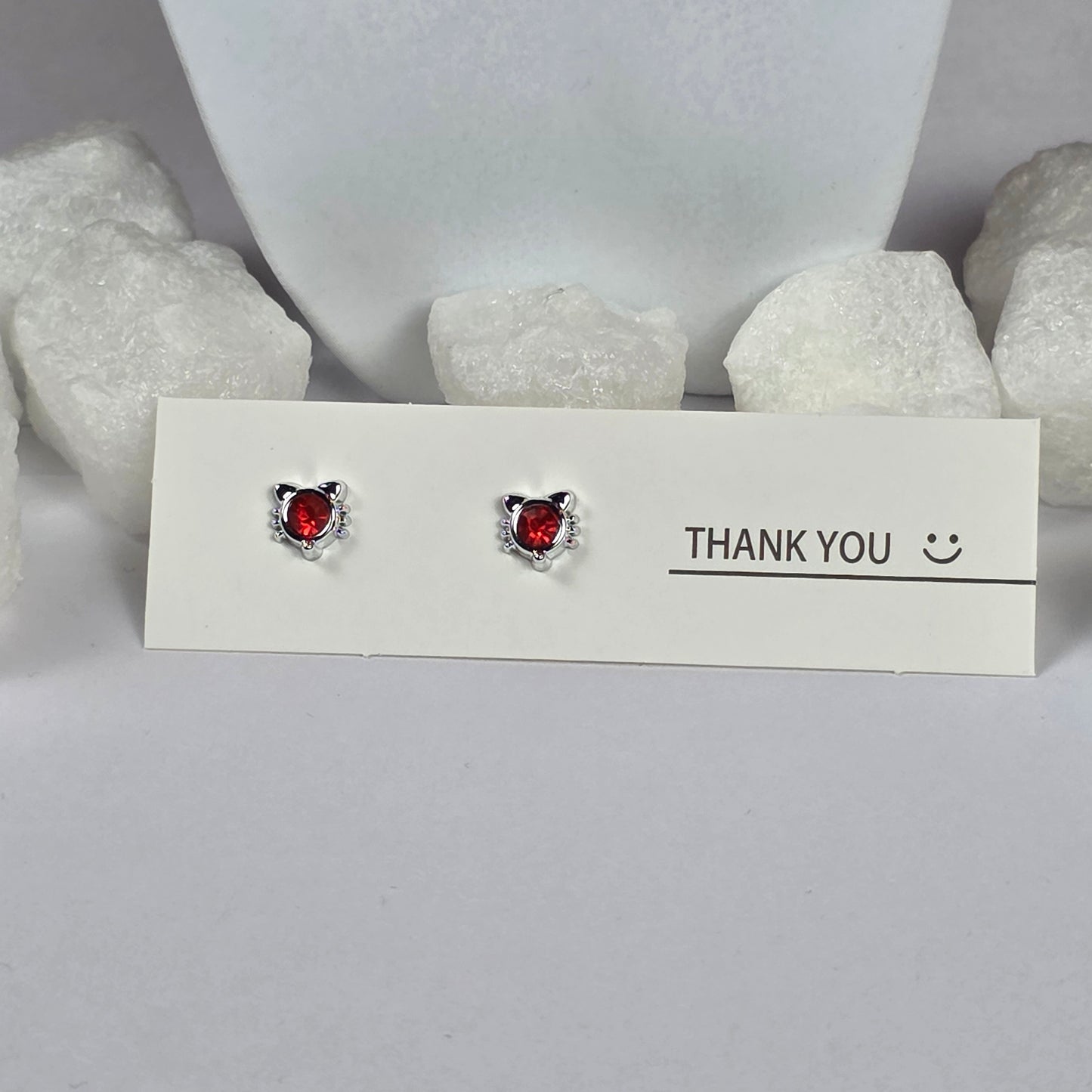 Silver Star Red Crystal Stud Earrings A14