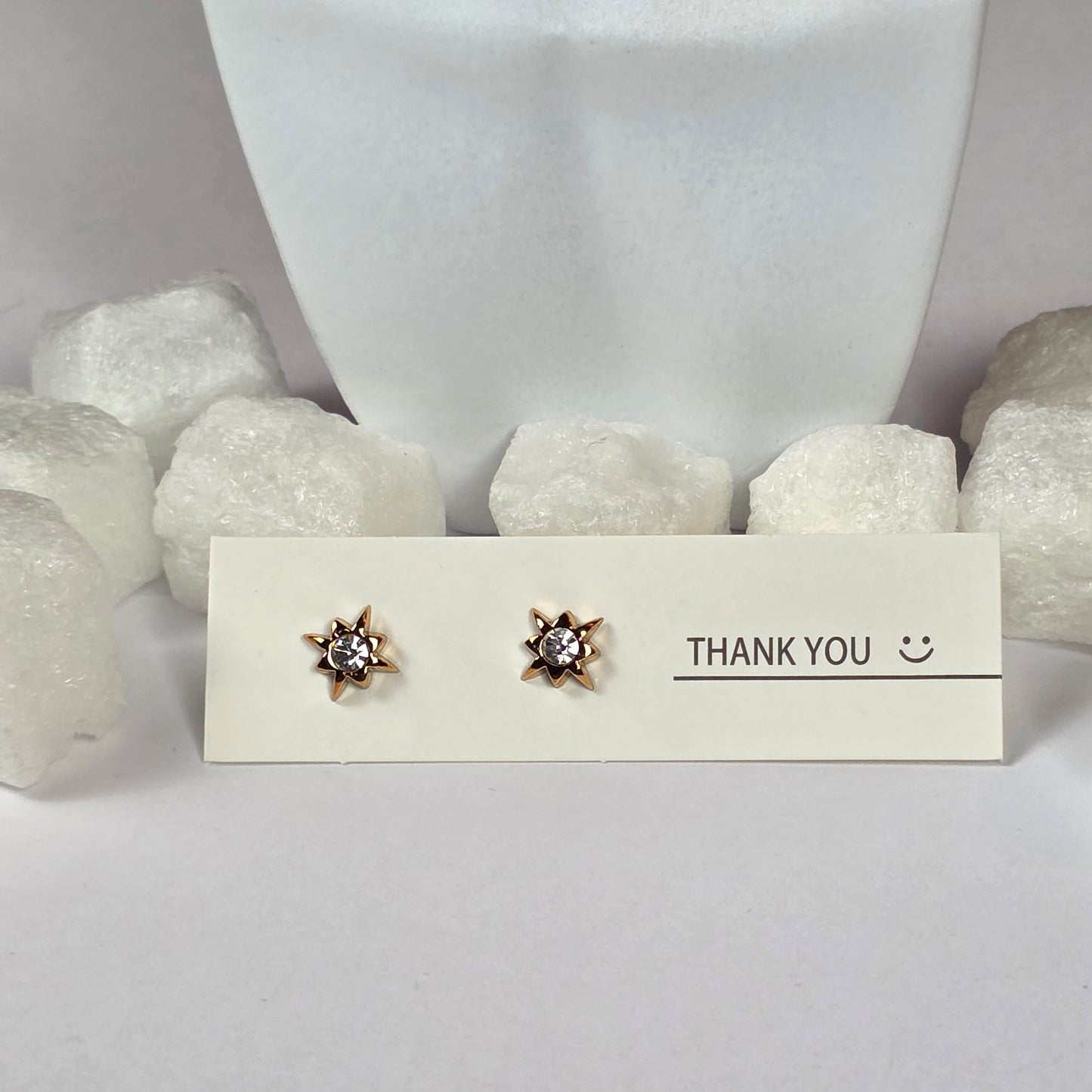 Gold Star Clear Crystal Stud Earrings A12