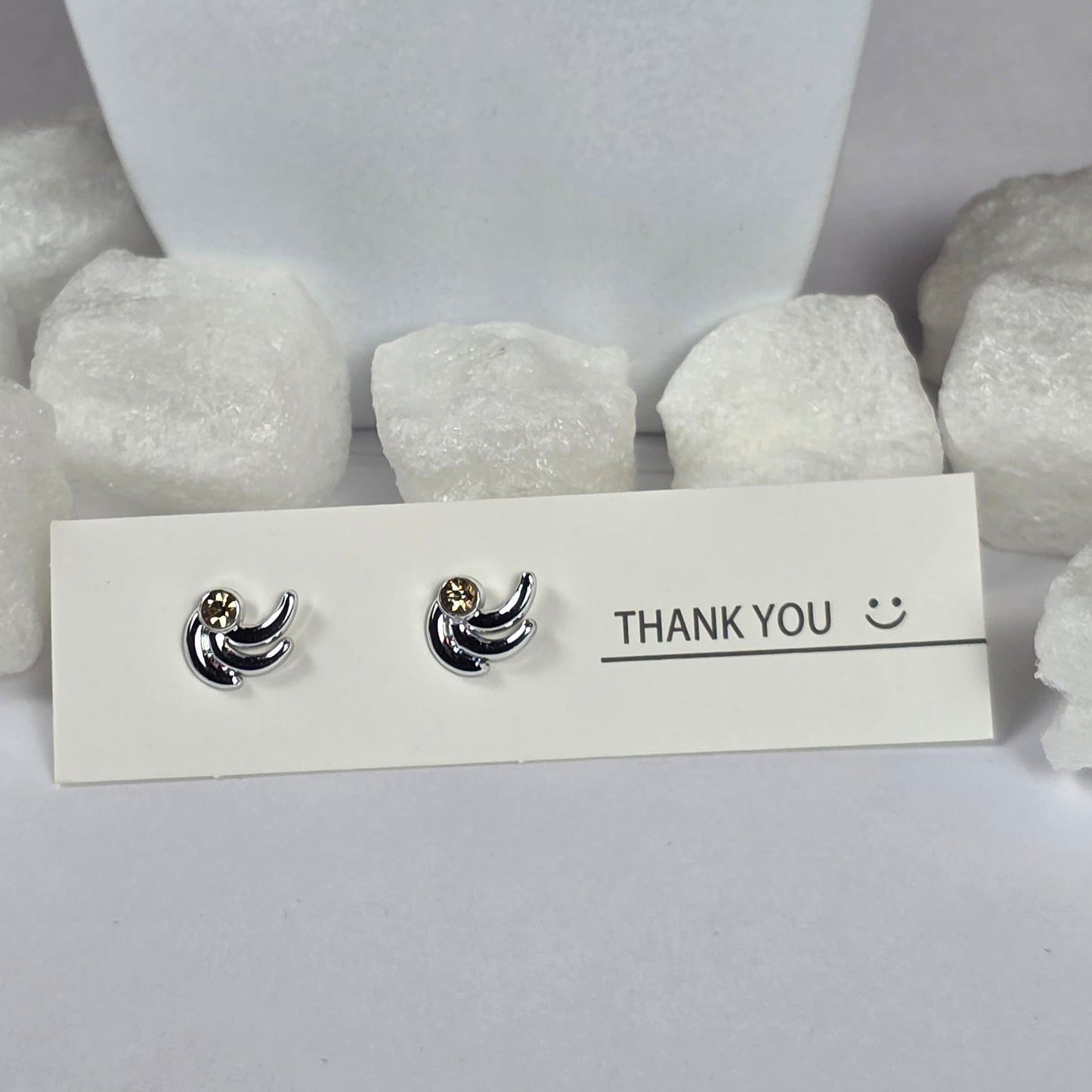 Silver Moon Clear Crystal Stud Earrings A10