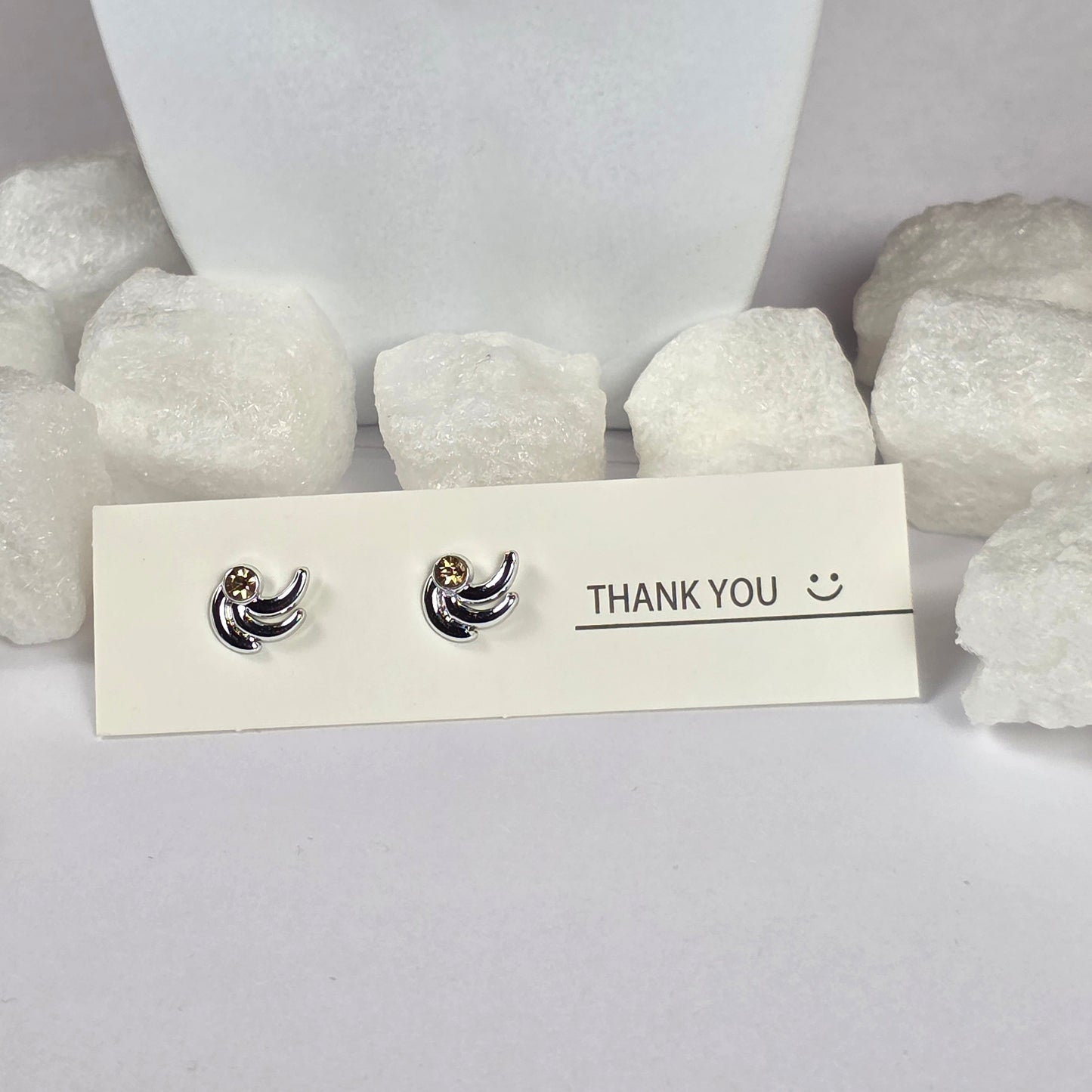 Silver Moon Clear Crystal Stud Earrings A10