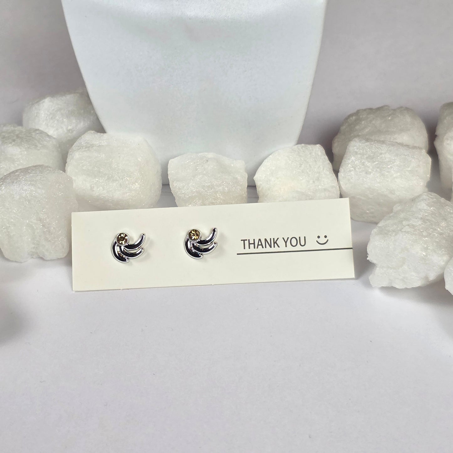 Silver Moon Clear Crystal Stud Earrings A10