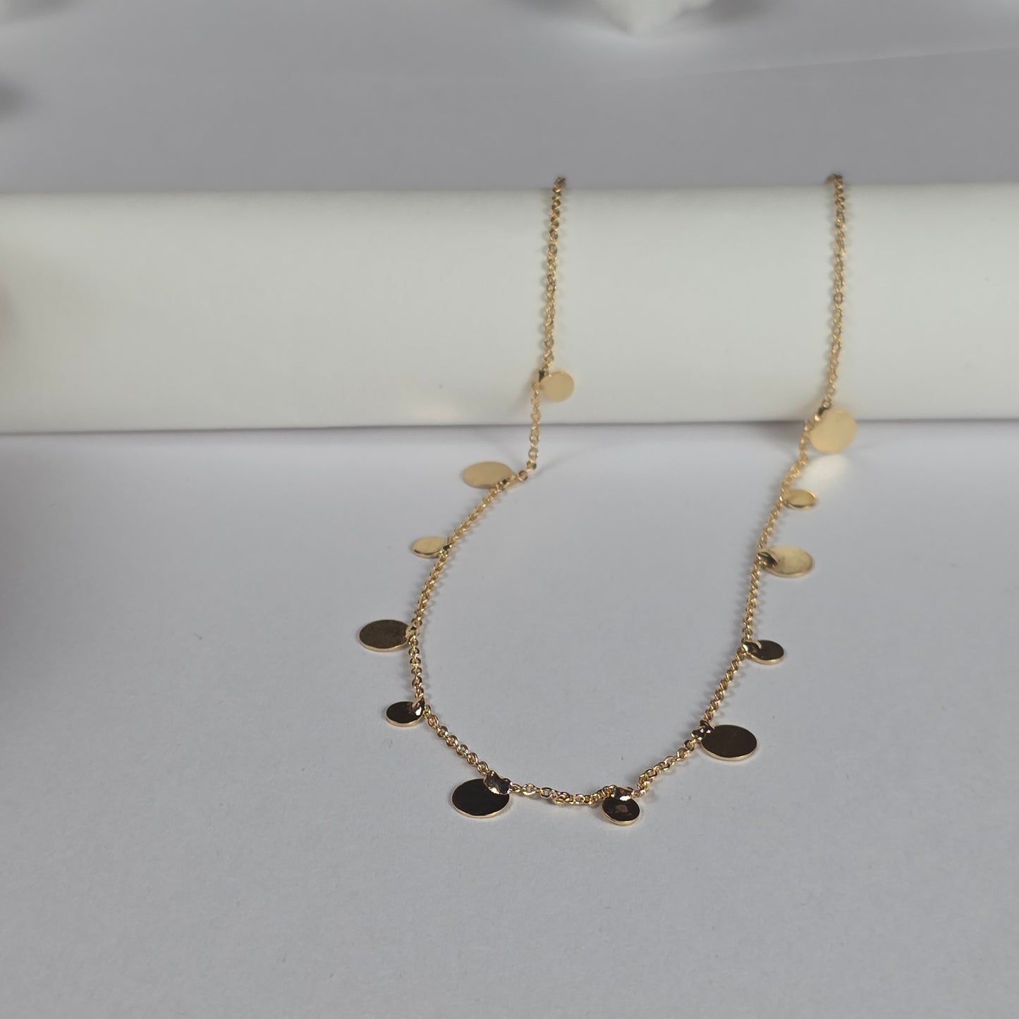old Disc Chain Necklace - Layered Coin Charm Necklace with Mini Pendants