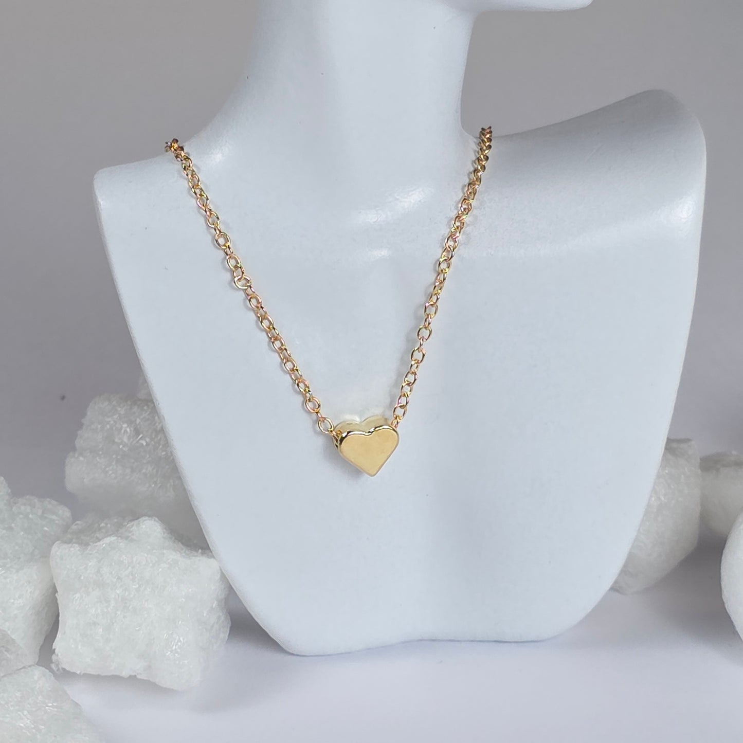 old Heart Necklace - Delicate Chain Necklace with Mini Heart Pendant