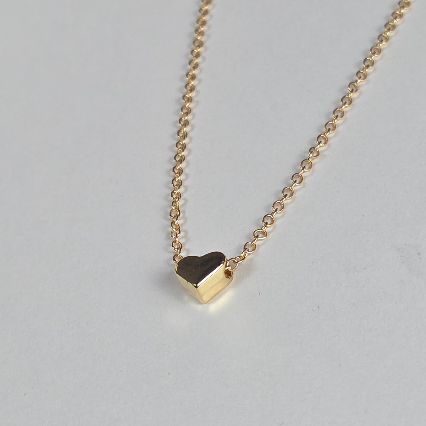 old Heart Necklace - Delicate Chain Necklace with Mini Heart Pendant