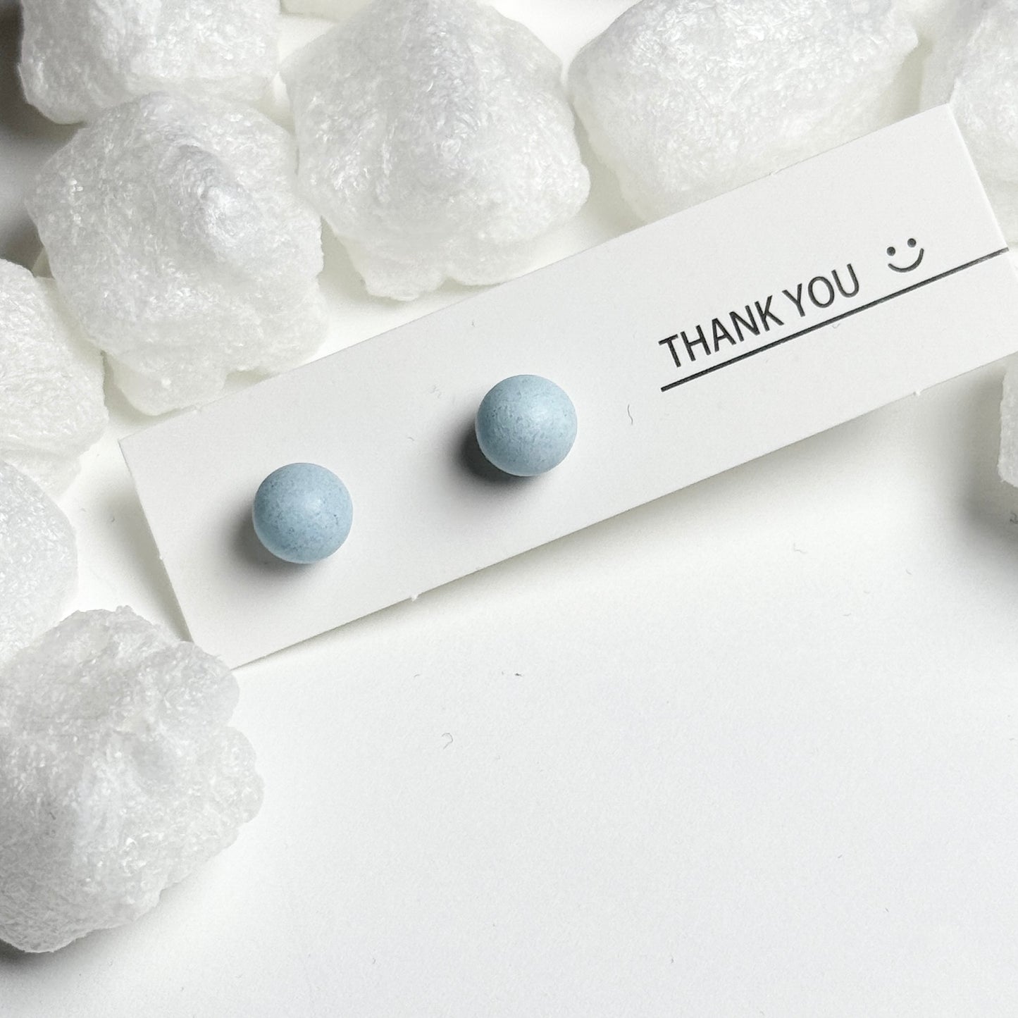 Light Blue Matte Round Stud Earrings F