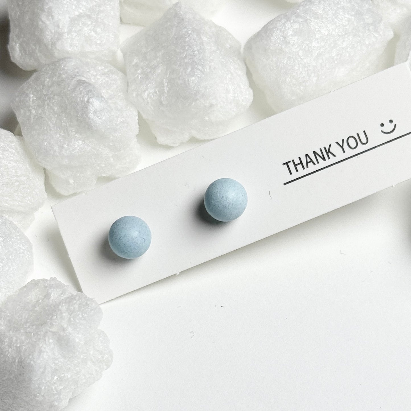 Light Blue Matte Round Stud Earrings F