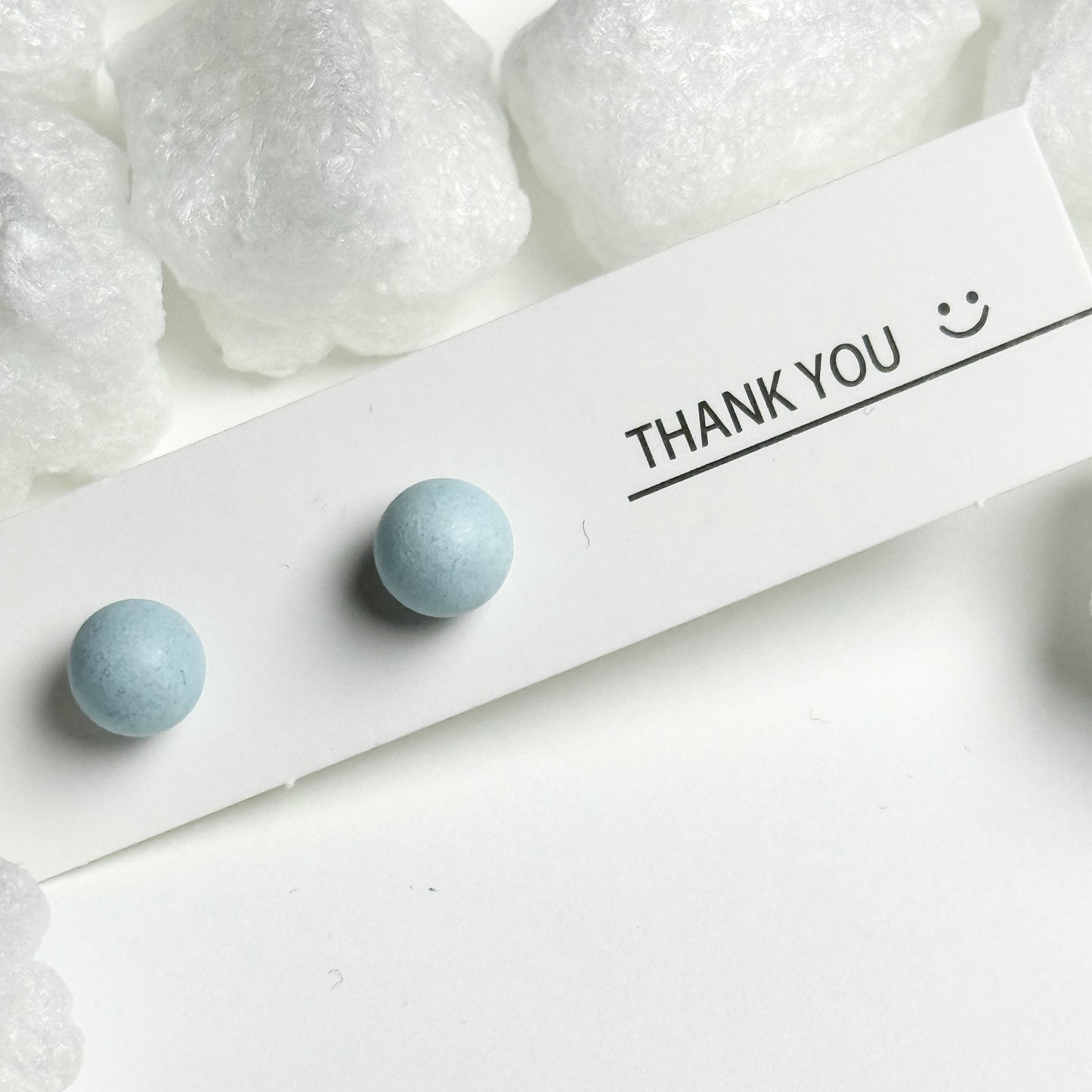 Light Blue Matte Round Stud Earrings F