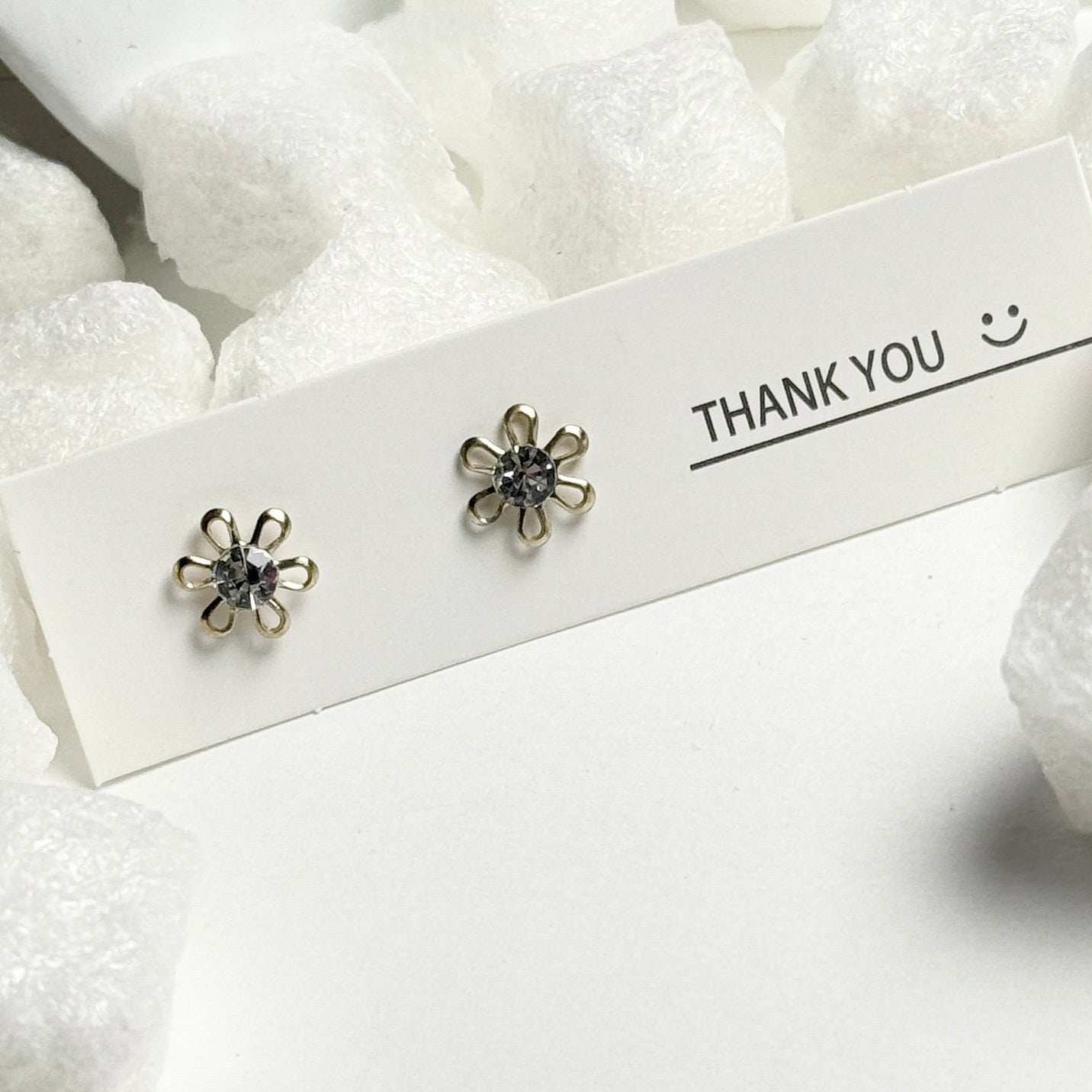 Flower Crystal Center Stud Earrings C