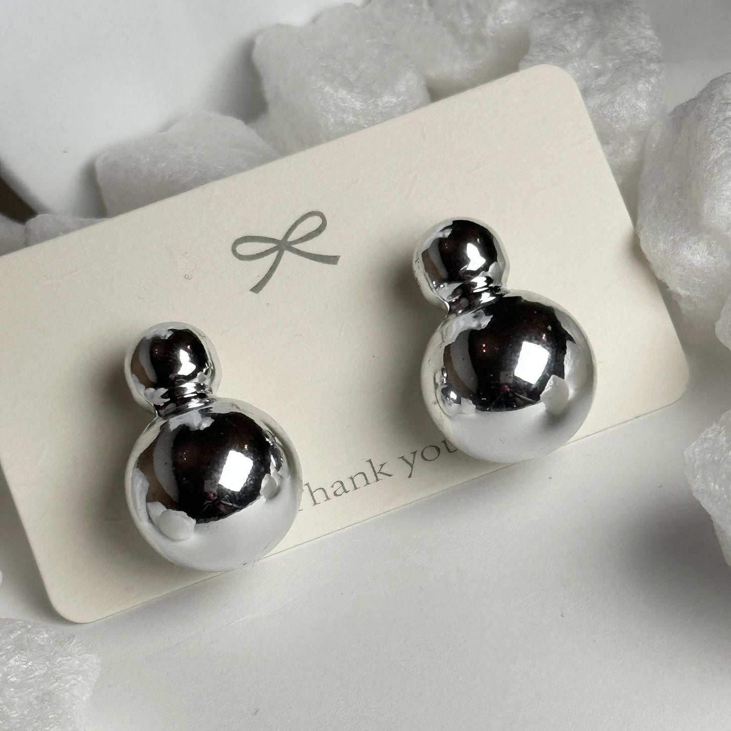 Silver Double Ball Drop Earrings