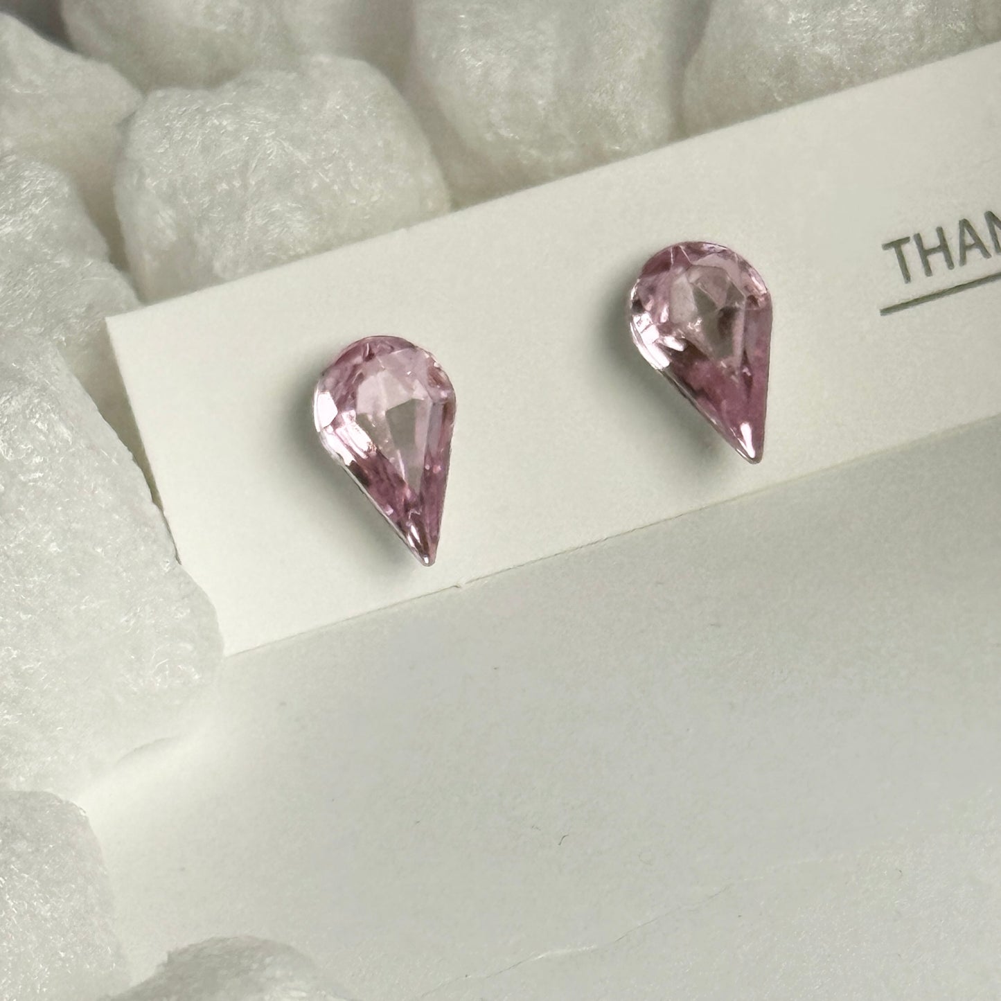 Pink Crystal Teardrop Stud Earrings C