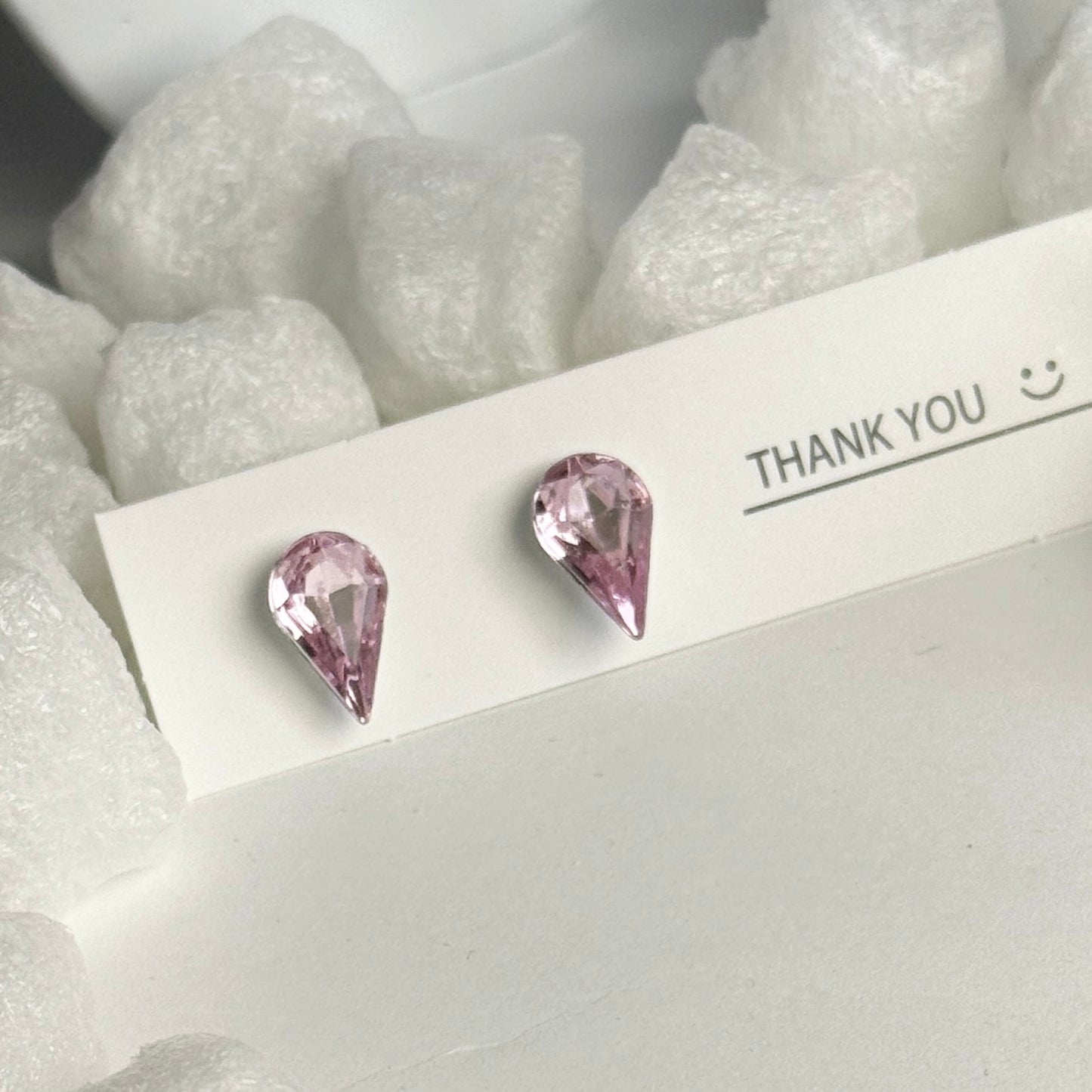 Pink Crystal Teardrop Stud Earrings C