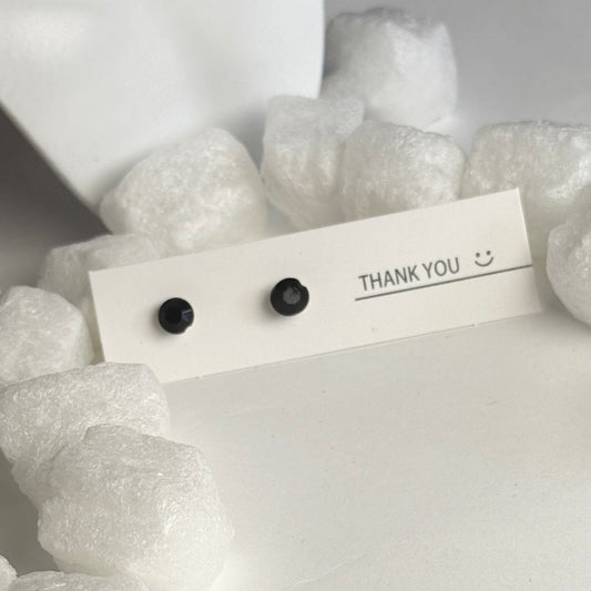 Black Crystal Round Stud Earrings B