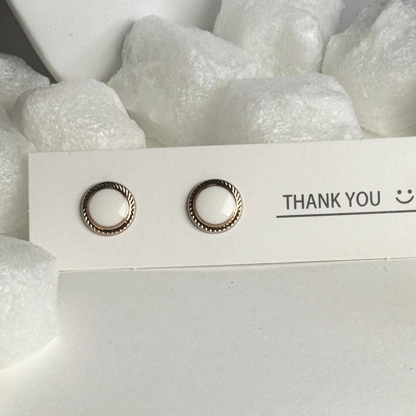 Golden Rope Textured Circle Stud Earrings B