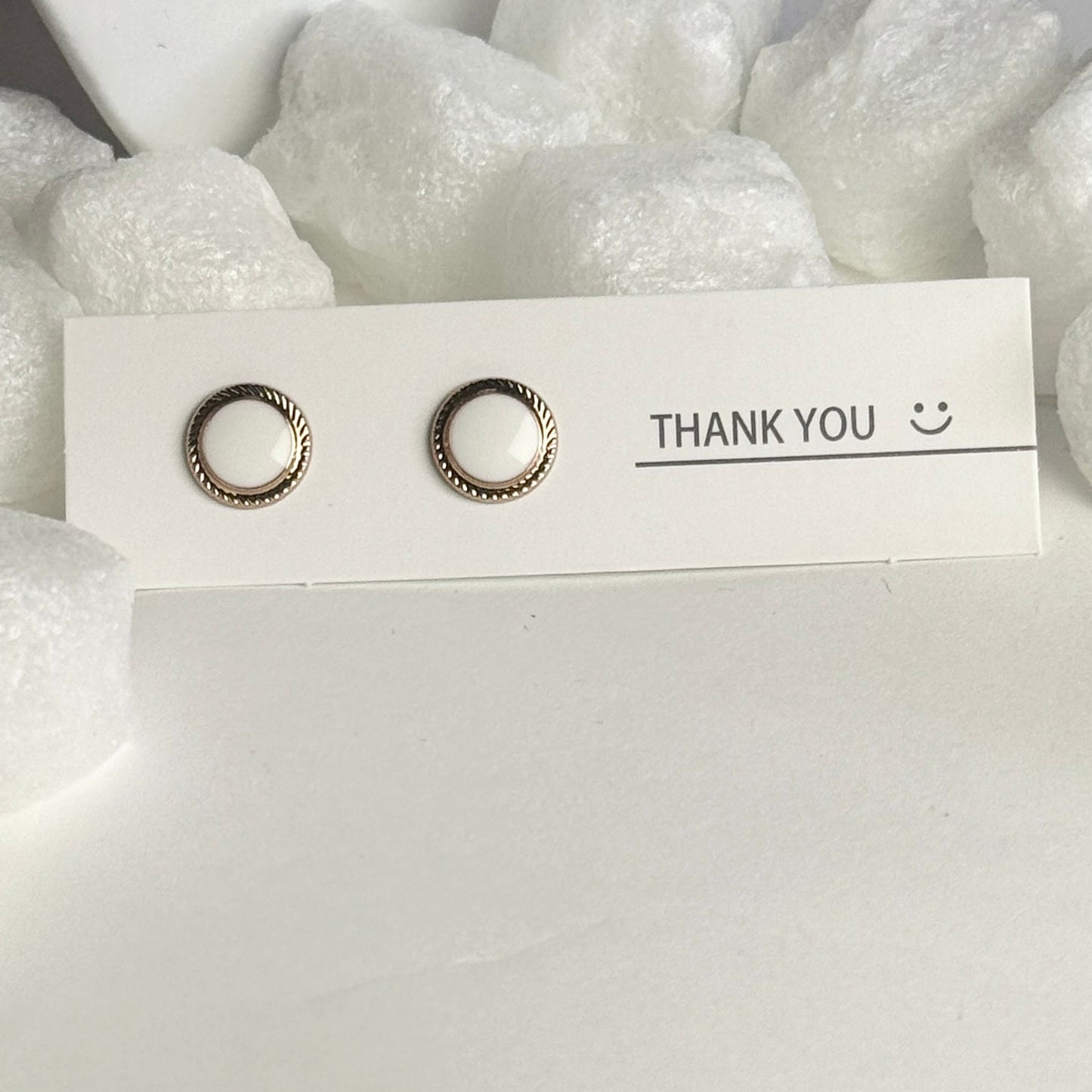 Golden Rope Textured Circle Stud Earrings B