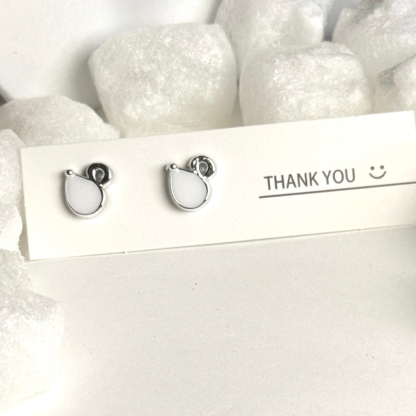 Silver Teardrop swan shape Accent Stud Earrings B