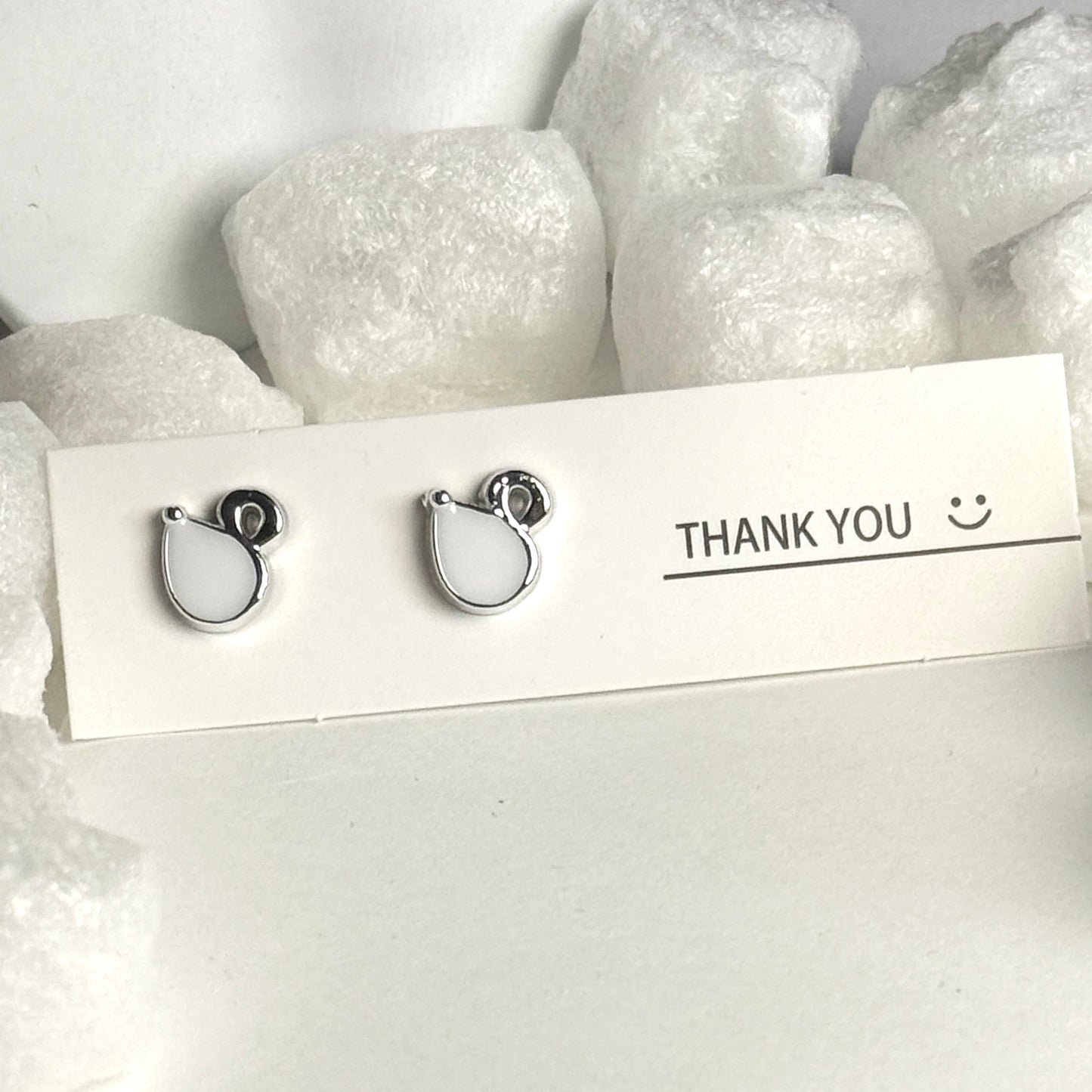 Silver Teardrop swan shape Accent Stud Earrings B