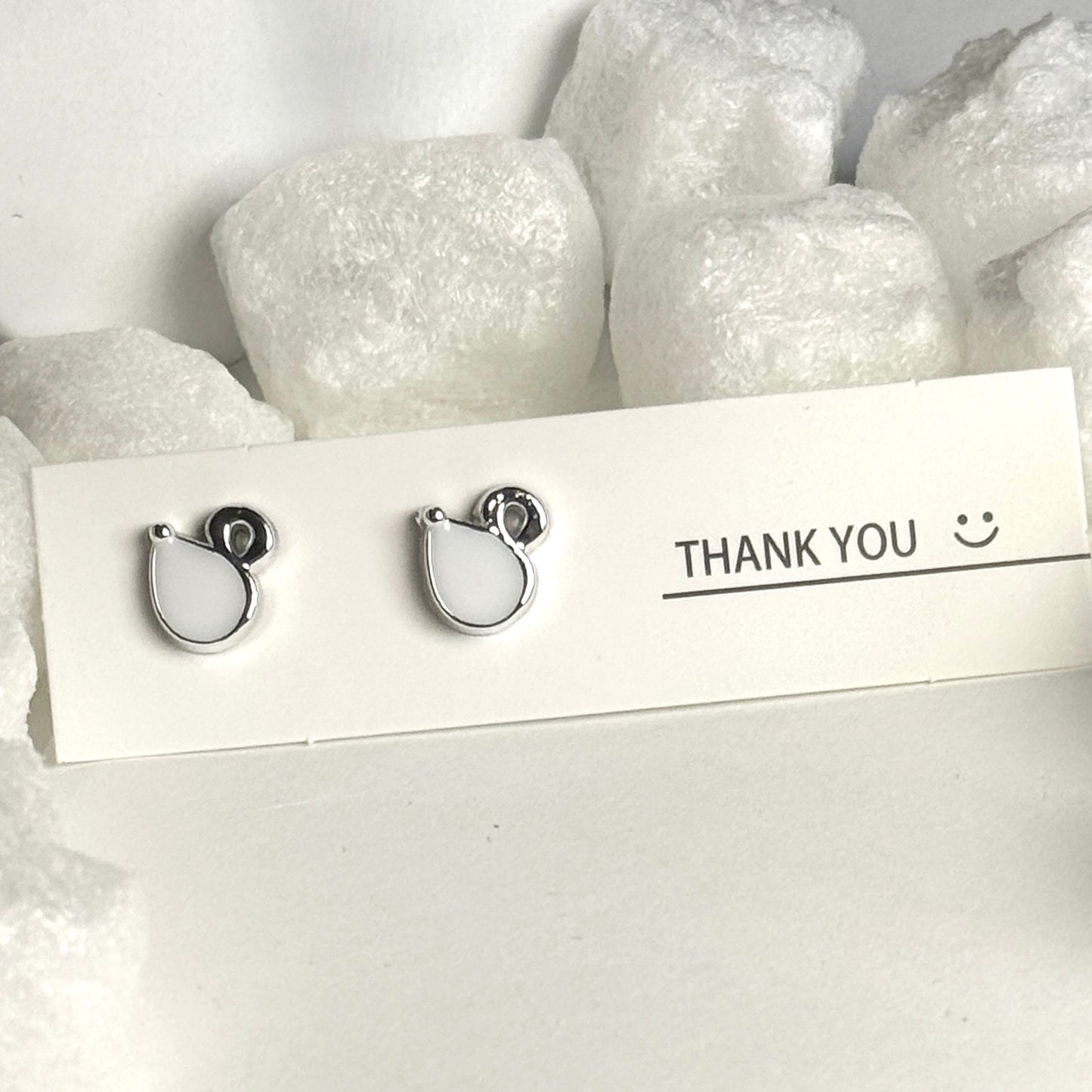 Silver Teardrop swan shape Accent Stud Earrings B