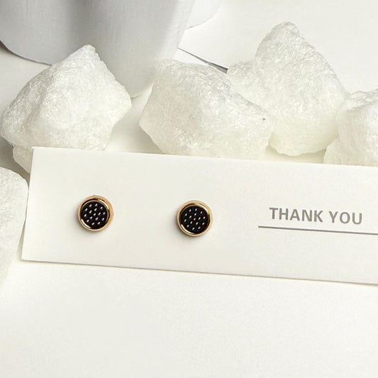 Black and golden simple minimalist enamel stud earrings G1