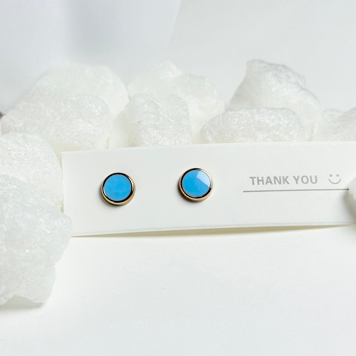 Blue circular enamel stud earrings G9