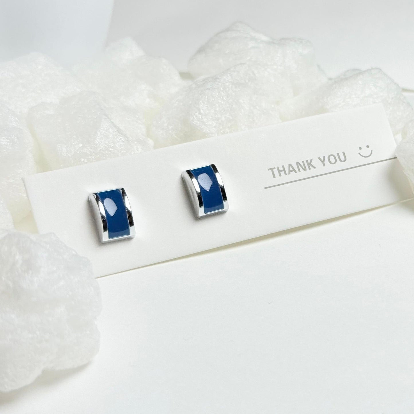 Blue enamel stud earrings G