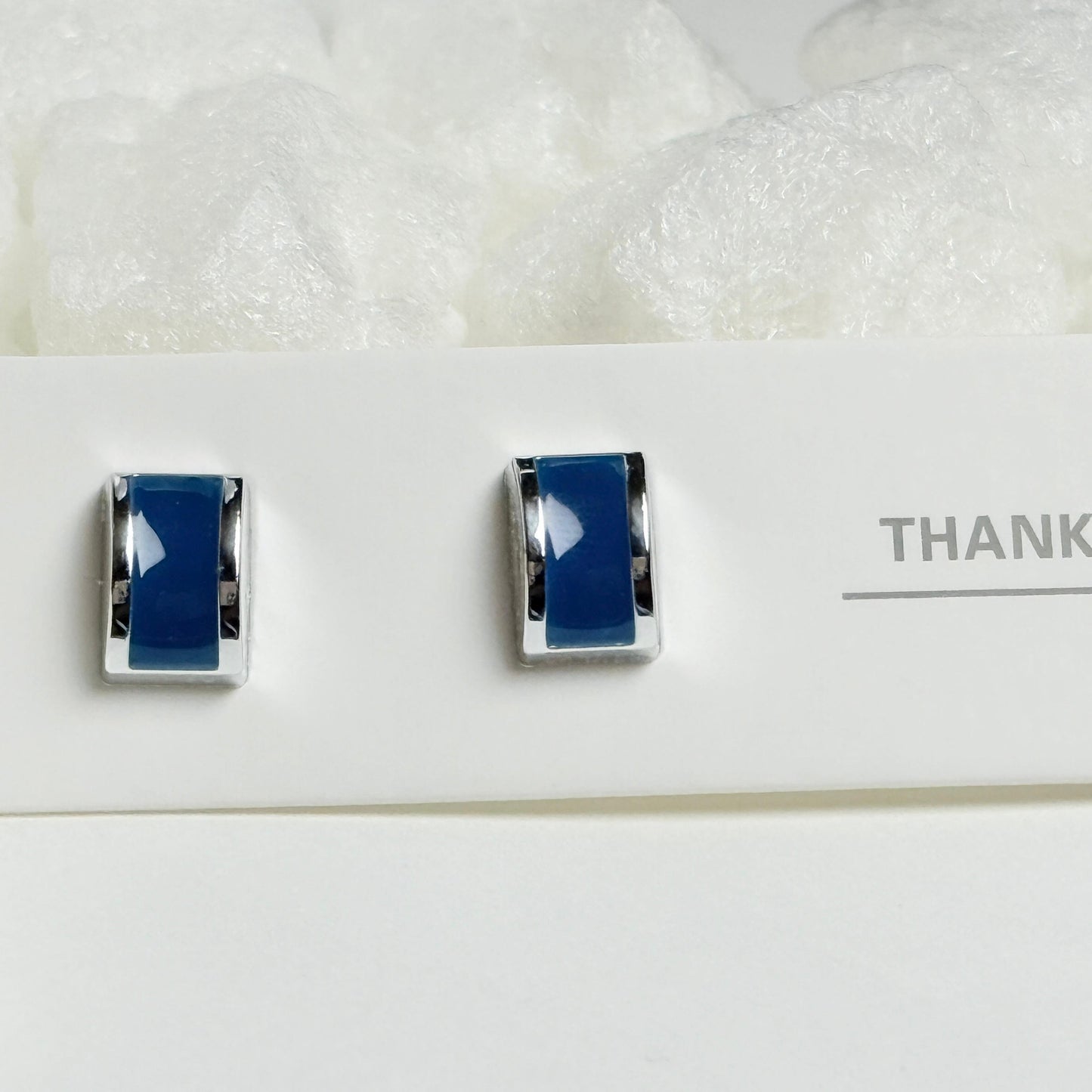 Blue enamel stud earrings G