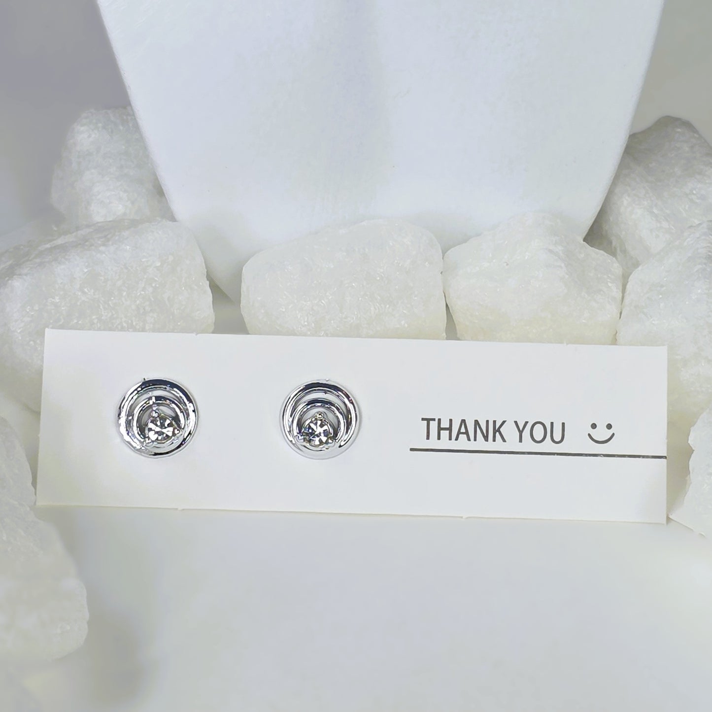 Crystal Stud Earrings - Silver