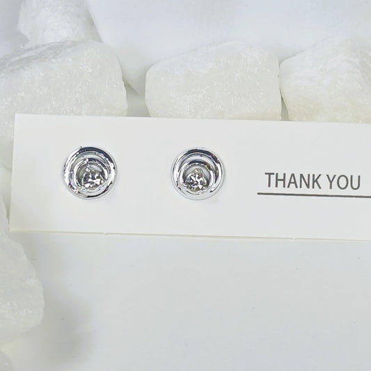Crystal Stud Earrings - Silver