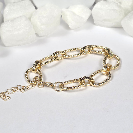 Gold Herringbone Chain Bracelet