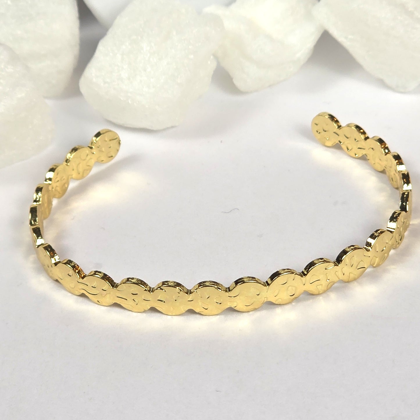 Gold Scalloped Edge Cuff Bracelet