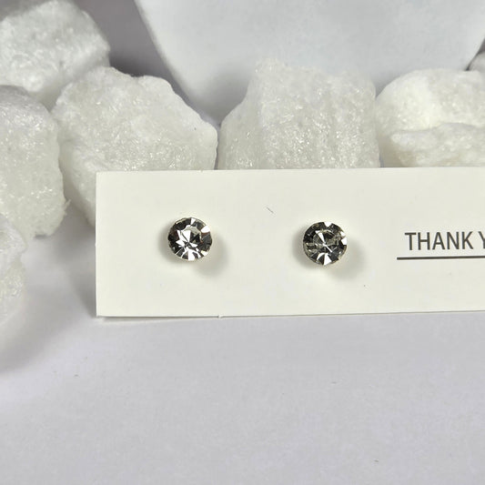 Clear Crystal Round Stud Earrings