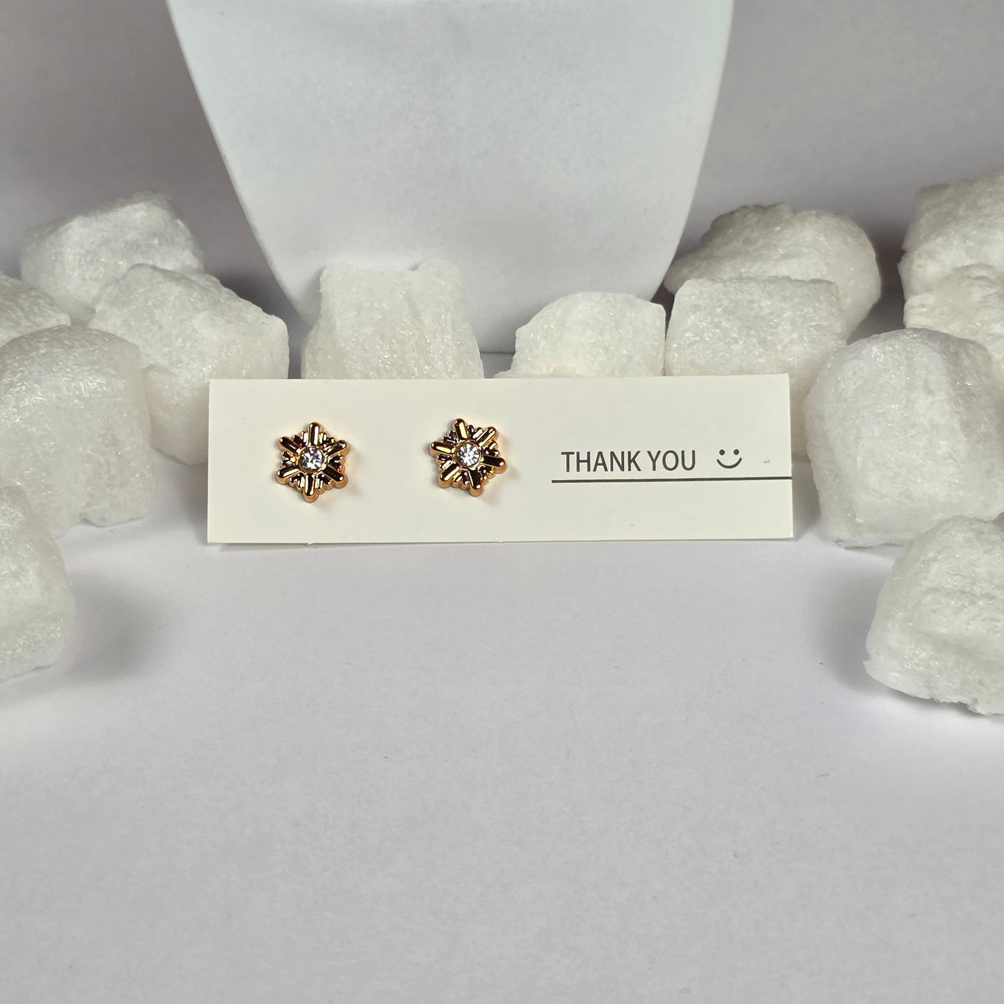 Gold Starburst Clear Crystal Stud Earrings A34