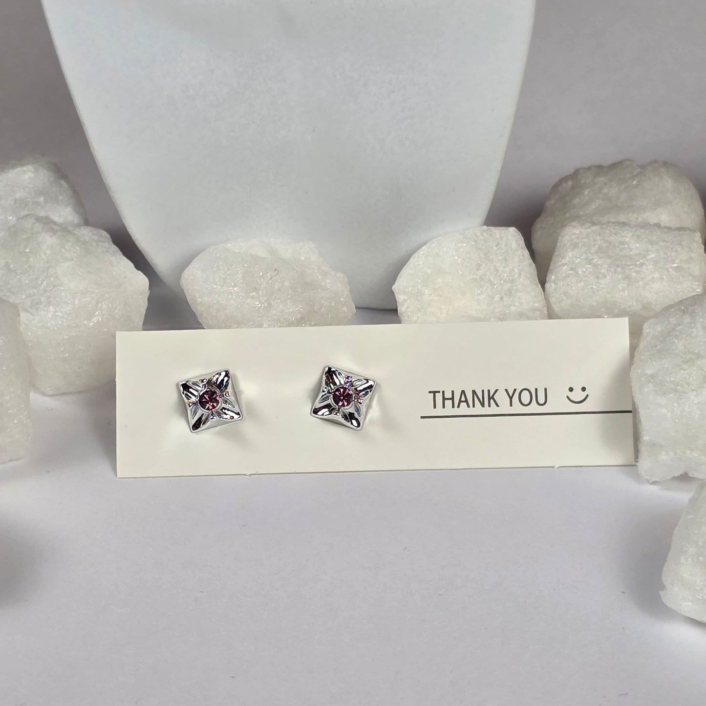 Silver Star Purple Crystal Stud Earrings A24