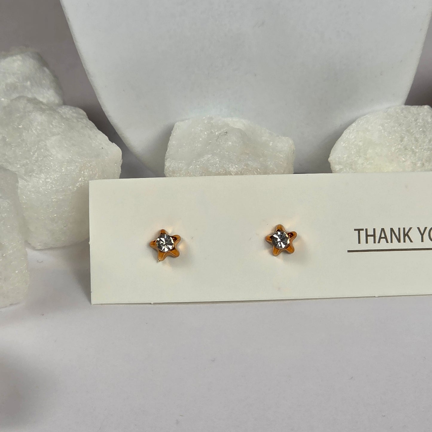 Gold Star Clear Crystal Stud Earrings A21