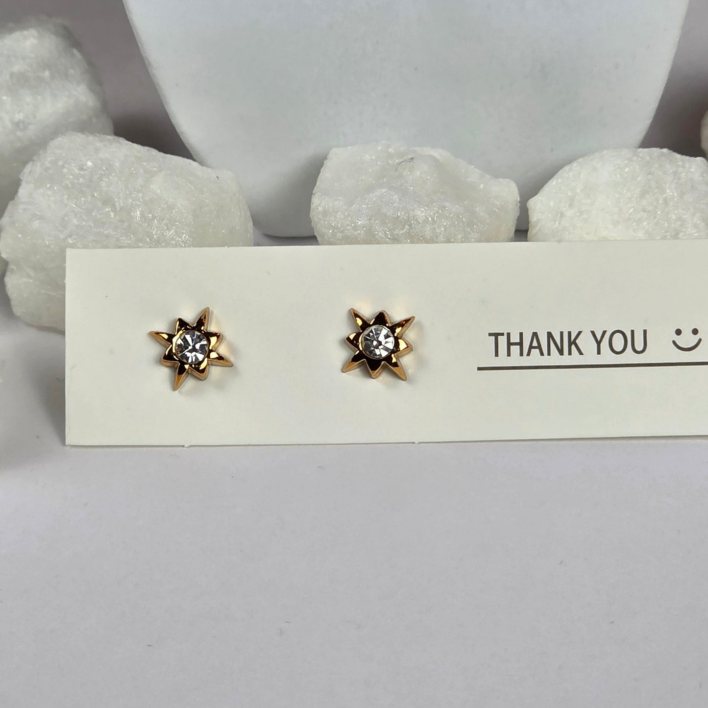 Gold Star Clear Crystal Stud Earrings A12
