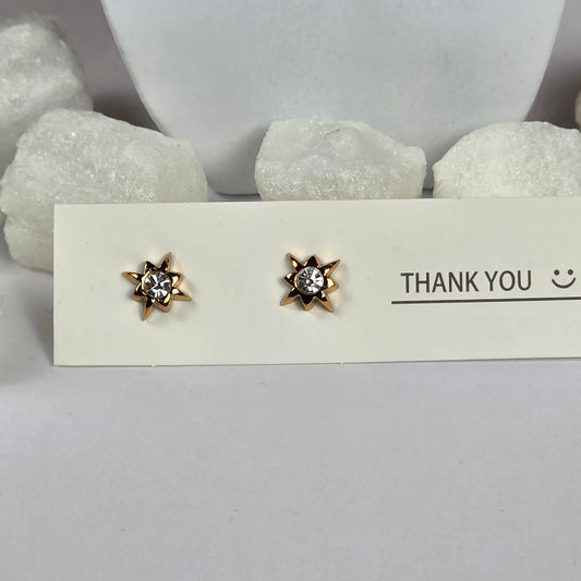 Gold Star Clear Crystal Stud Earrings A12