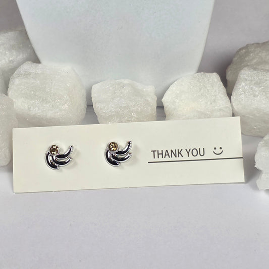 Silver Moon Clear Crystal Stud Earrings A10