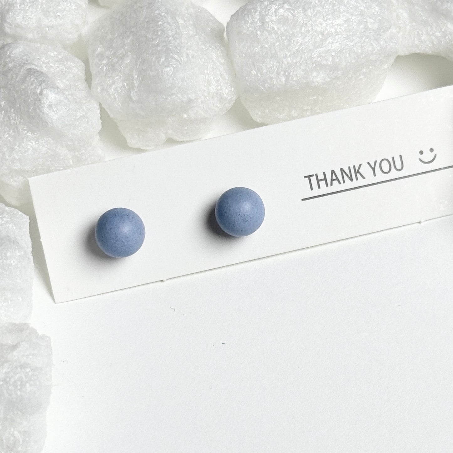Blue Matte Round Stud Earrings F