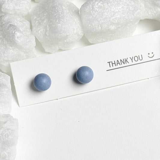 Blue Matte Round Stud Earrings F