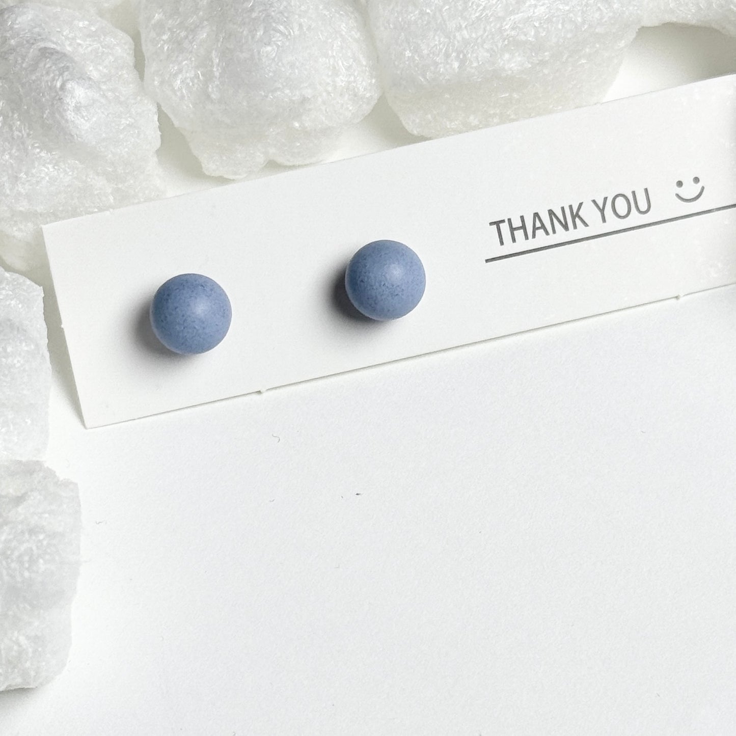 Blue Matte Round Stud Earrings F