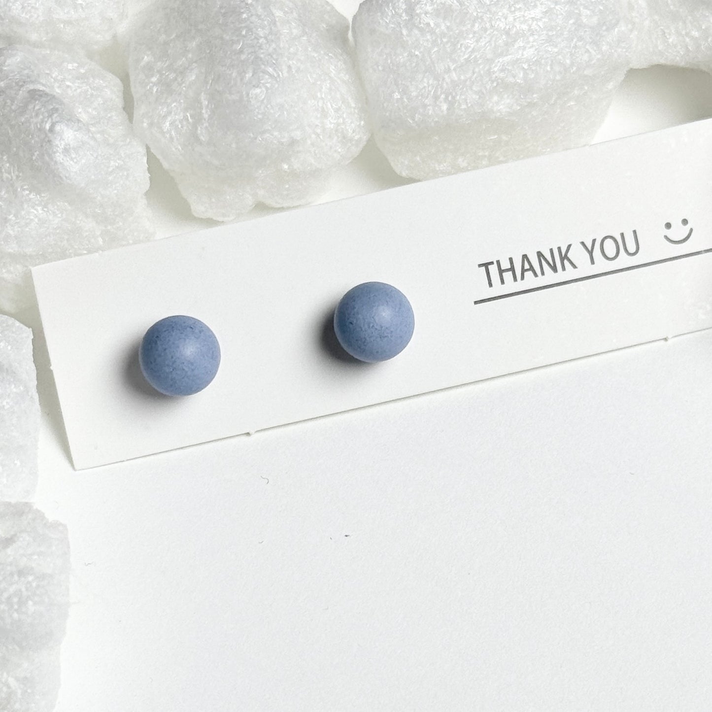 Blue Matte Round Stud Earrings F
