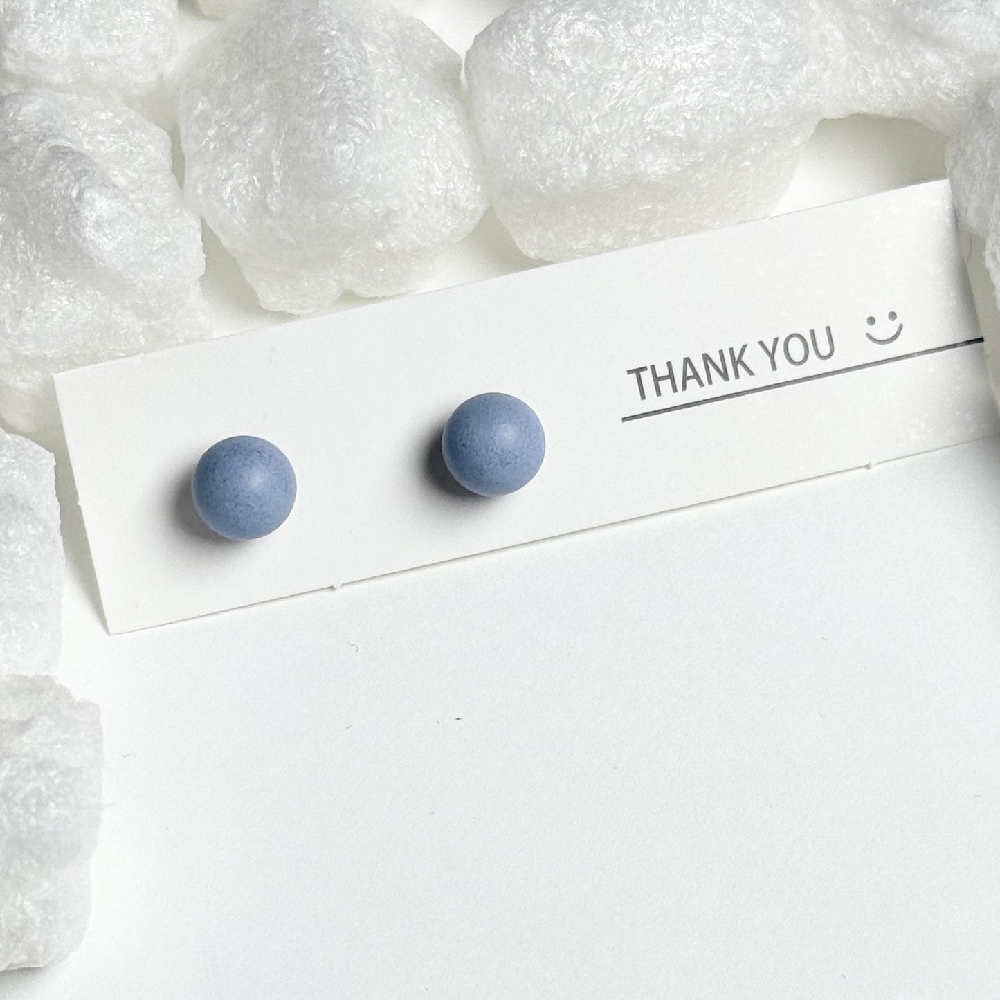 Blue Matte Round Stud Earrings F