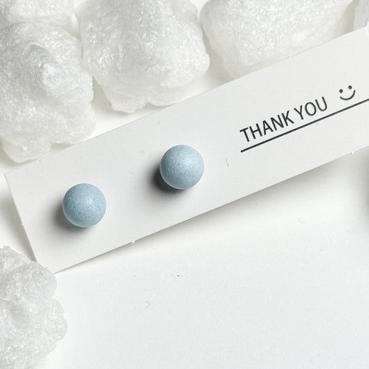 Light Blue Matte Round Stud Earrings F