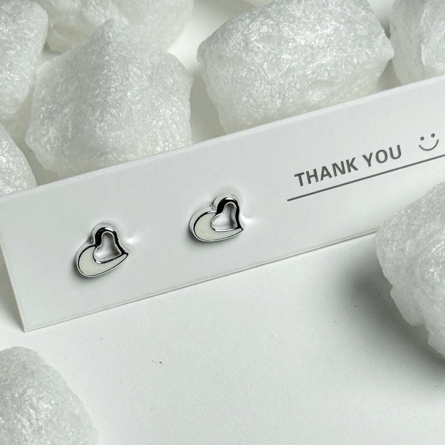 Silver Double Heart Outline Stud Earrings E