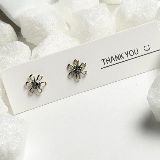 Flower Crystal Center Stud Earrings C