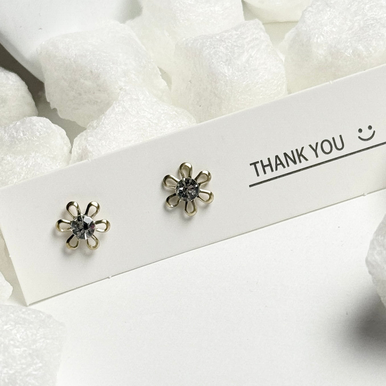 Flower Crystal Center Stud Earrings C