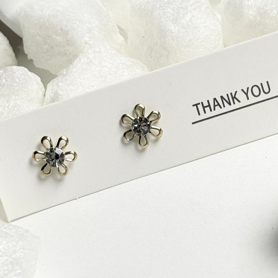 Flower Crystal Center Stud Earrings C