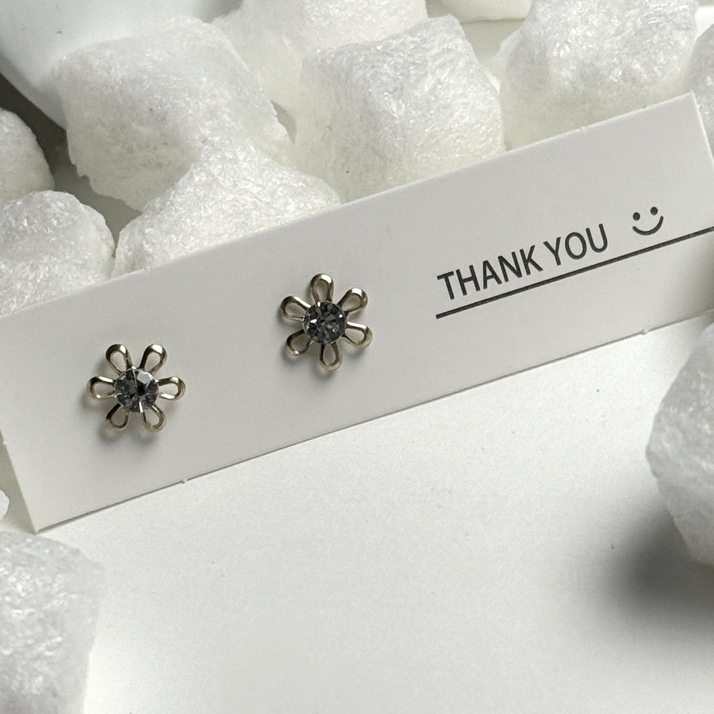 Flower Crystal Center Stud Earrings C